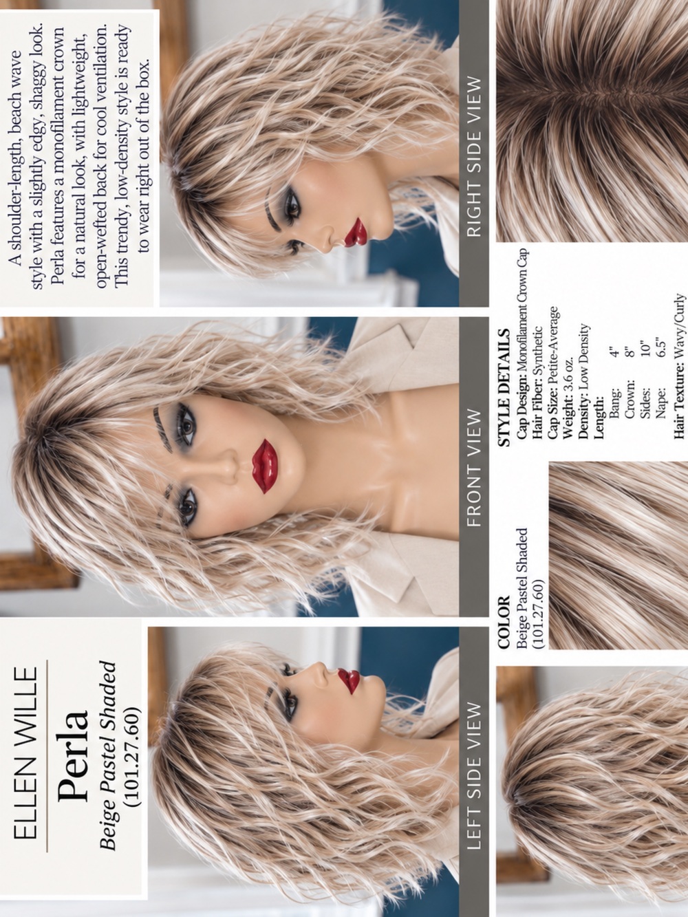 Perla Synthetic Wig - Beige Pastel Shaded